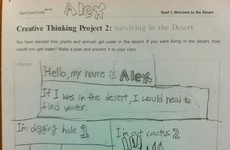 This kid gave a NSFW solution for his desert survival method homework