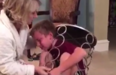 A little brother got stuck in a table, and his loving sister filmed the results