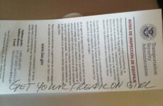US airport security leave lewd note in woman's luggage