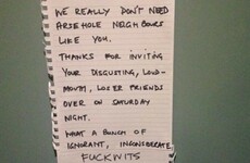 This is the most hilariously angry noise complaint note ever left after a party