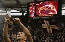 Francesco Totti received a standing ovation when he came ON as a substitute tonight