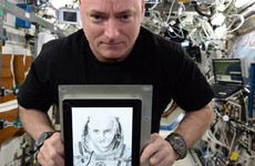 Astronaut Scott Kelly posed with an Irish artist’s work IN SPACE