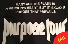 Justin Bieber spelled his own album title wrong on his tour t-shirts