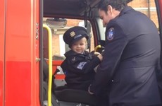 This heroic little Garda led the Drogheda Paddy's Day parade yesterday