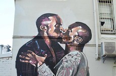 The famous image of Kanye shifting Kanye has been turned into a huge mural