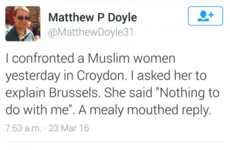 Man arrested after tweeting about confronting Muslim woman over Brussels attacks