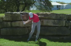 Golfer hits a wall, completely misses his ball, concedes match with injury
