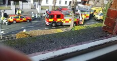 A Garda bike and an ambulance have crashed into each other in Dublin