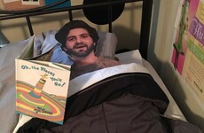 This student sent his family a lifesize cut-out of himself and they had serious craic