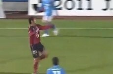 Watch a Japanese footballer score a header from 58 yards