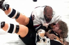 A Swedish hockey player scored a goal, hugged his opponent, and got punched