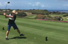 Ian Madigan got in the mood for The Masters with this 'Happy Gilmore' style drive