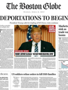 Boston Globe fake front page imagines 'deeply disturbing' Trump presidency