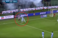 Ref stops Serie A match after Italy international Candreva has near miss with exploding flare