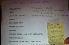 An Irish guy spotted this brilliant list of people barred from a London pub