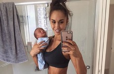 A fitness blogger sparked uproar when she posted this selfie with her newborn baby