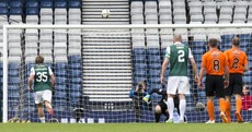 Hibs striker left red faced as Panenka penalty goes horribly wrong in Scottish Cup semi