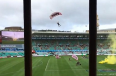 Aussie Rules game delayed after parachutist delivering match ball crash lands