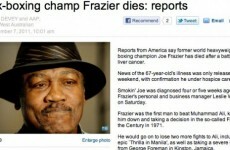 Joe Frazier is still alive even though an Australian paper reported he died
