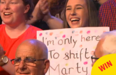 An 'I'm only here to shift Marty' sign was spotted in the Winning Streak audience