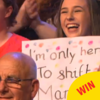An 'I'm only here to shift Marty' sign was spotted in the Winning Streak audience