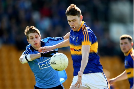 Tipperary's Liam Casey under pressure from Dublin's Ross McGowan during last year's EirGrid All-Ireland U21 football semi-final.