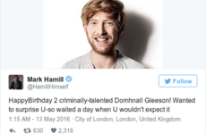 Mark Hamill wished Domhnall Gleeson a happy birthday on Twitter... on the wrong day