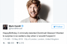 Mark Hamill wished Domhnall Gleeson a happy birthday on Twitter... on the wrong day