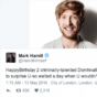 Mark Hamill wished Domhnall Gleeson a happy birthday on Twitter... on the wrong day