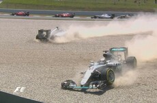 Mercedes team-mates Hamilton and Rosberg crash within seconds of Spanish GP start