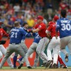Right-hand haymaker sparks second base brawl between Rangers and Blue Jays