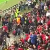 Fighting breaks out in the stands prior to kick-off in the Europa League final