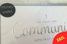 This Communion card from Marks & Spencer is a little TOO real