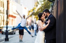 This couple just realised one of their wedding photos contains a brilliant photobomb