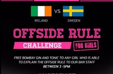 This Dublin pub is offering free drinks to "any girl who can explain the offside rule"