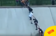 These friends formed a human chain to save a dog from drowning in a reservoir