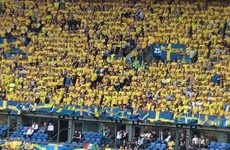 There was an Irish fan dressed as a leprechaun in the middle of the Swedish crowd