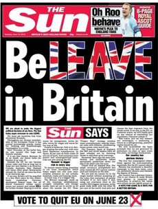 The Sun has come out for the 'Leave' side as polls point to a Brexit