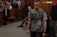 Oscar Pistorius walks around courtroom without prosthetics during sentencing hearing