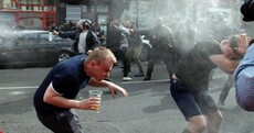 French police fire tear gas at English soccer fans in Lille