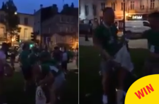 The Irish fans didn't stop the party even when cleaning up after themselves