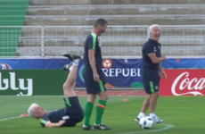 Roy Keane put Ireland goalkeeping coach Seamus McDonagh on his arse during training today
