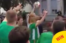 This video of an Irish fan in a horse mask nailing a deadly trick shot is going crazy
