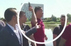 This reporter's microphone ended up in a lake after he approached Ronaldo for an interview