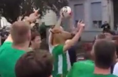 This video of an Irish fan in a horse mask nailing a deadly trick shot is going crazy