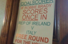A Kildare pub offered free pints 'if Robbie Brady scores once against Italy'