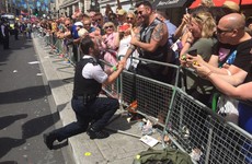 A police officer stopped the London Pride parade so he could propose to his boyfriend