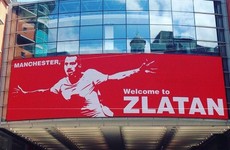 A 'Welcome to Zlatan' banner has been unveiled in Manchester