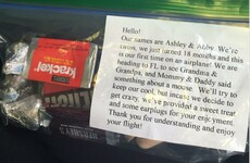 These parents handed out sweets to plane passengers to apologise for their crying babies