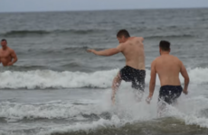 Horseplay at the beach was an important part of Munster training this week (after the heavy lifting)
